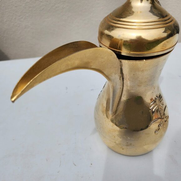 Vintage Arabic Coffee Tea Kettle Tea Pot Teapot Stainless Steel Dallah Gold Colo